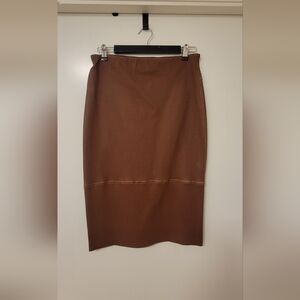 By Malene Birger Brown Lamb Leather Pencil Skirt